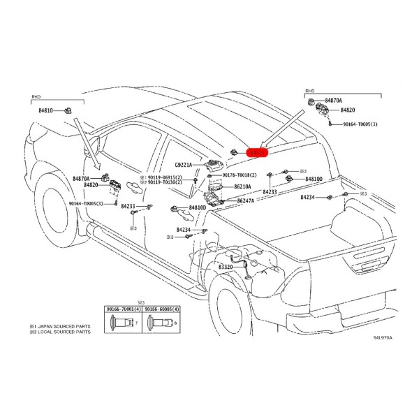 copie du bouton simple porte passager Toyota...