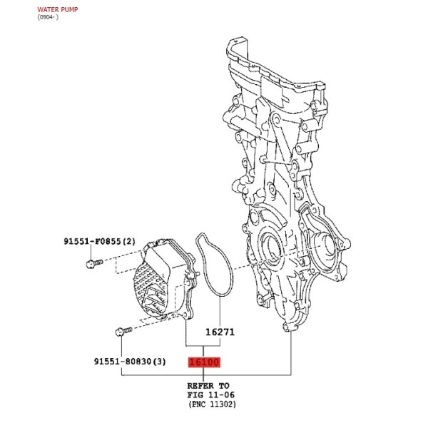 Pompa dell'acqua (motore 2ZRFXE), per Toyota...