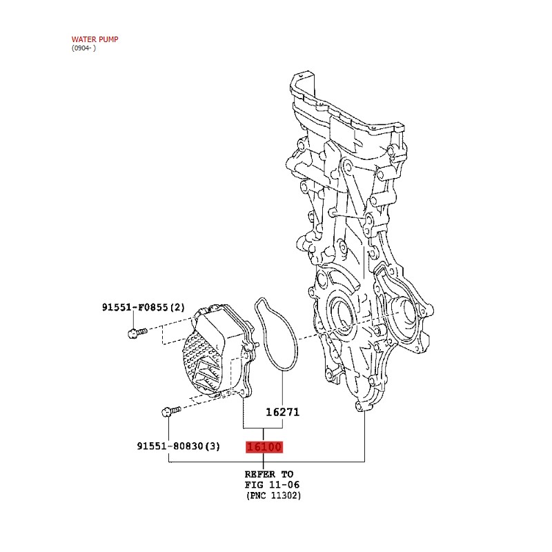 Water pump (engine 2ZRFXE), for Toyota Prius / LEXUS CT200H - Original Toyota Land Cruiser