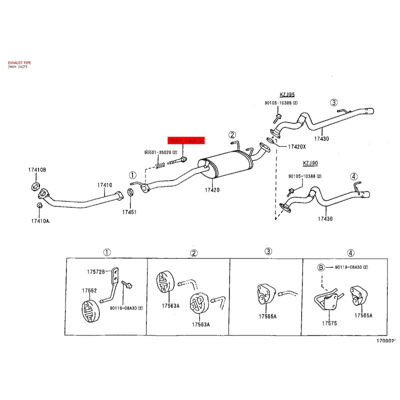 copy of Guarnizione tubo di scarico intermedio a finale, per Toyota Land Cruiser J9/12 - Originale Toyota Land Cruiser
