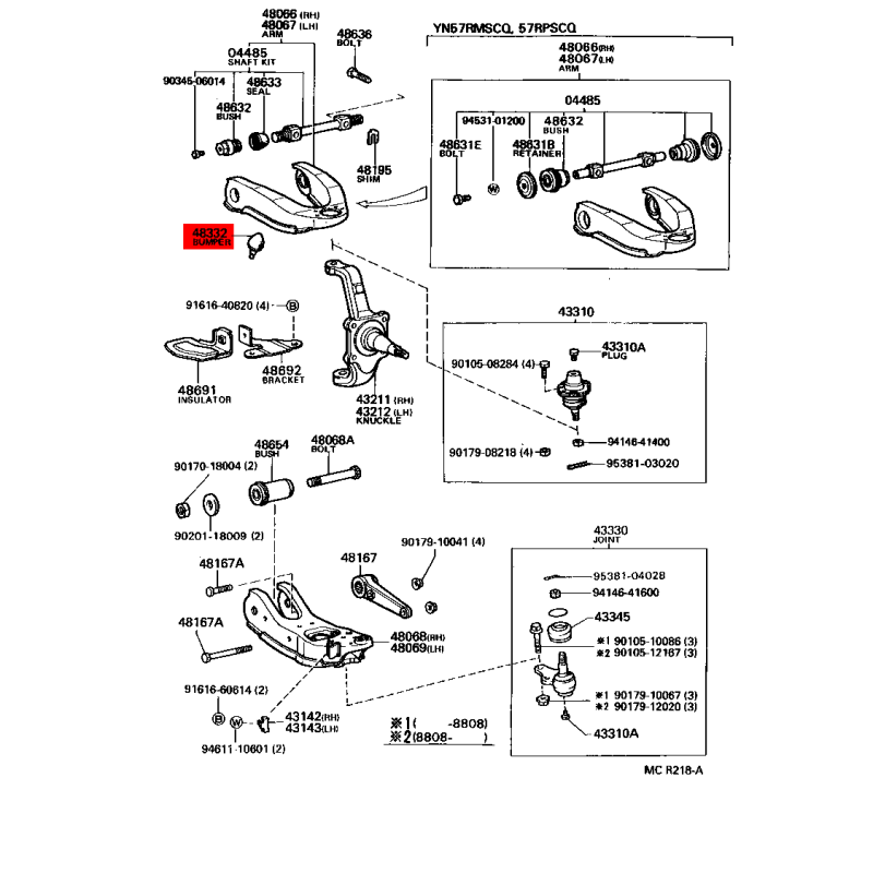 cópia do kit de eixo braço superior direito ou esquerdo, para Toyota Hilux (1985 a 2004) - Original Toyota Land Cruiser
