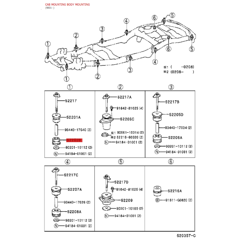 Silentblock Karosserie Nr. 1 oben, für Toyota Land Cruiser J10 - Original Toyota Land Cruiser