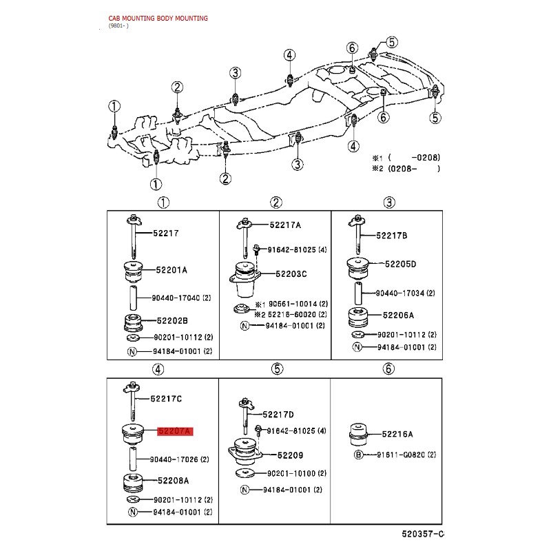 copy of Silentblock Karosserie Nr. 1 oben, für Toyota Land Cruiser J10 - Original Toyota Land Cruiser