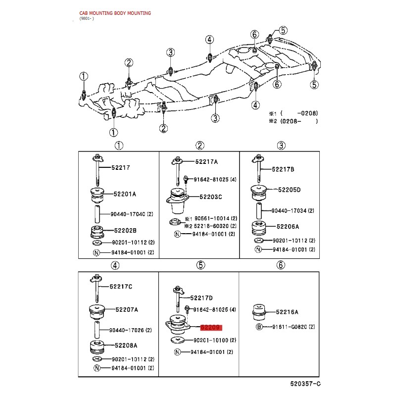copy of copy de Silentblock carroceria nº 1 superior, para Toyota Land Cruiser J10 - Original Toyota Land Cruiser