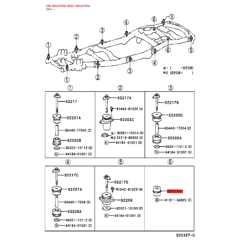 copy of Silentblock Karosserie Nr. 1 oben, für Toyota Land Cruiser J10 - Original Toyota Land Cruiser