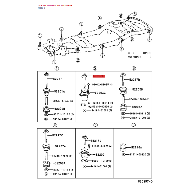 Body silentblock bolt No. 2 for Toyota Land Cruiser J10 - Original Toyota Land Cruiser