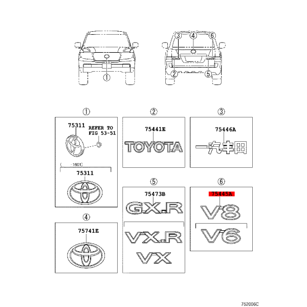 Logo "V8" portón trasero para Toyota Land...