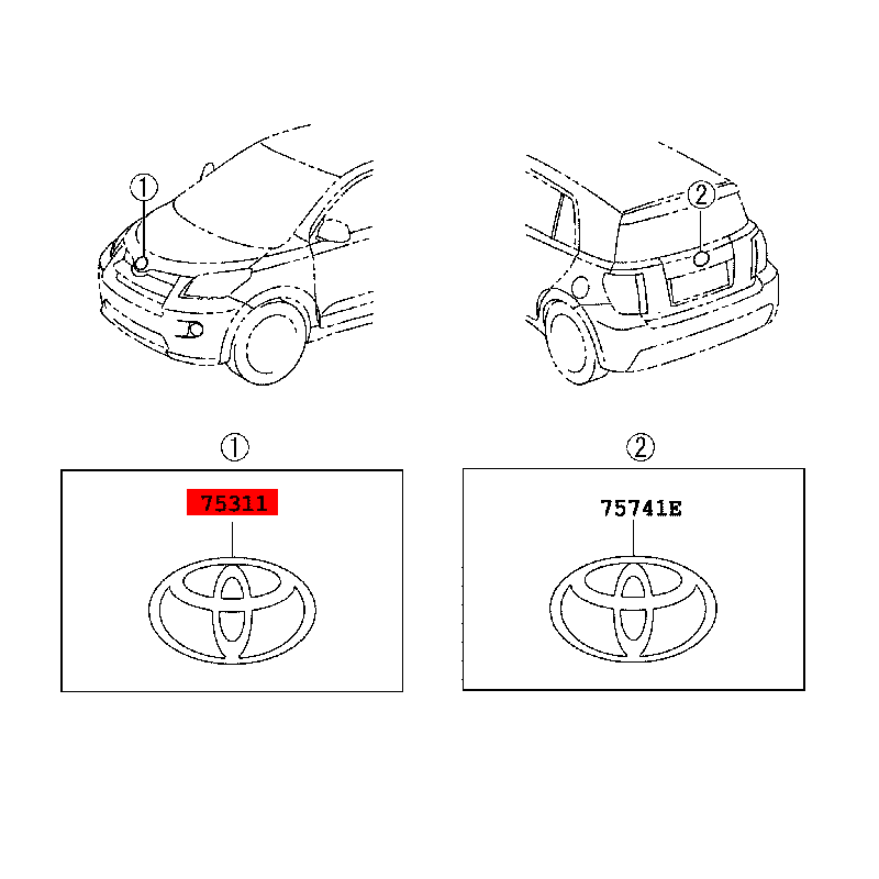 Logo "Toyota" portón trasero para Toyota Land Cruiser J20 - Original Toyota Land Cruiser