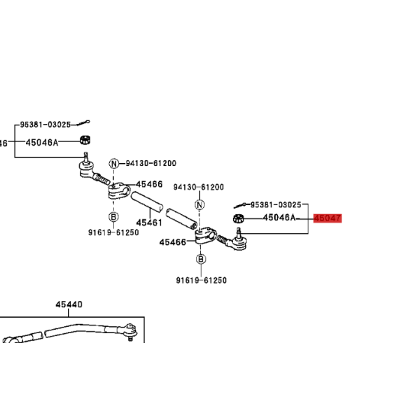 Rótula esquerda cremalheira direção, (de 1995 a...