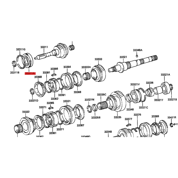 Rear output shaft bearing (5-speed), for Toyota...