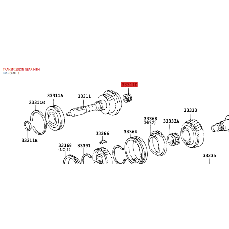 Hinteres Ausgangswellenlager (5 Gänge) für Toyota Land Cruiser J7 / 4-Runner / Dyna - Original Toyota Land Cruiser