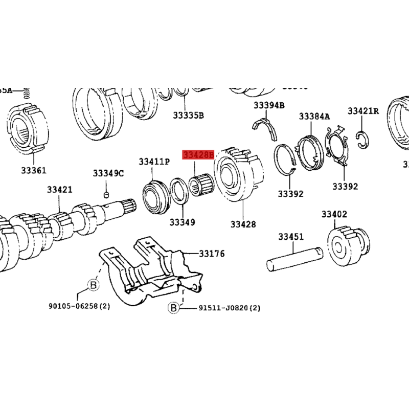 Needle bearing 5th gear (5-speed) for Toyota Land Cruiser J7/9/12 /Dyna/Hilux - Original Toyota Land Cruiser