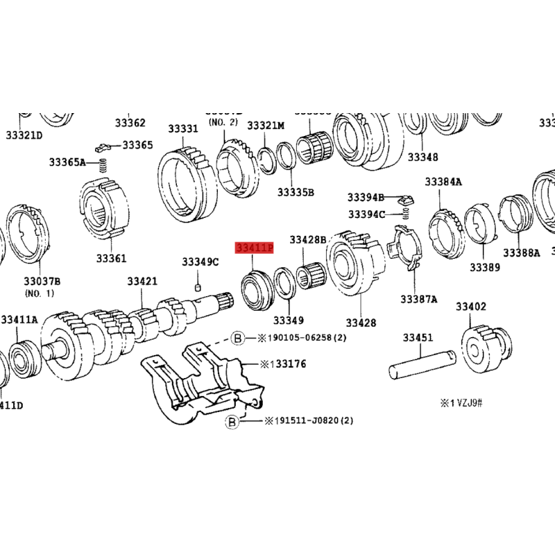 Roulement à aiguilles, 1ère vitesse (5 vitesses), pour Toyota Land Cruiser J7/9/12 /runner/Dyna/hilux - Original Toyota Land Cru