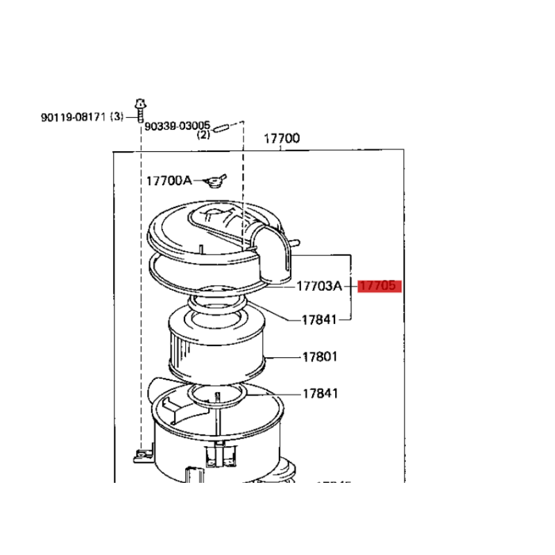 Tampa do filtro de ar (motor 1HDT / 12 válvulas), Para Toyota Land Cruiser J8 - Original Toyota Land Cruiser
