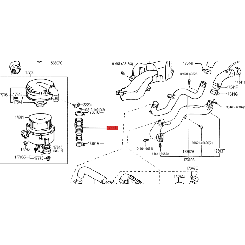 Luftfilterturbo-Schlauch Nr. 1, Für Toyota Land Cruiser J8 - Original Toyota Land Cruiser