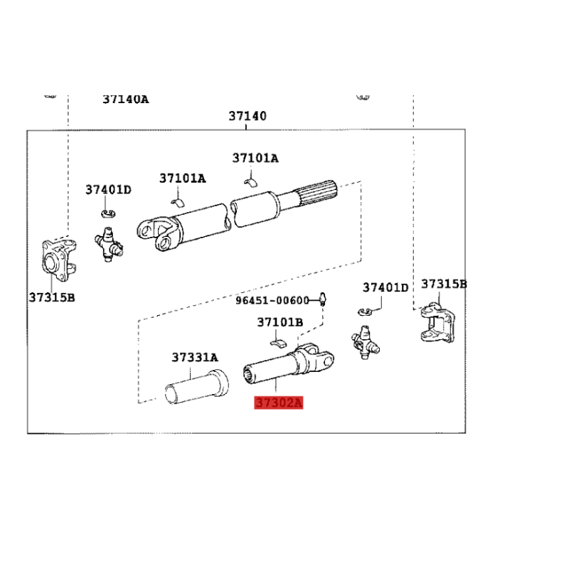 Corredera de cardán para Toyota Land Cruiser J7/8/9/12/Dyna/Hilux/4Runner - Original Toyota Land Cruiser