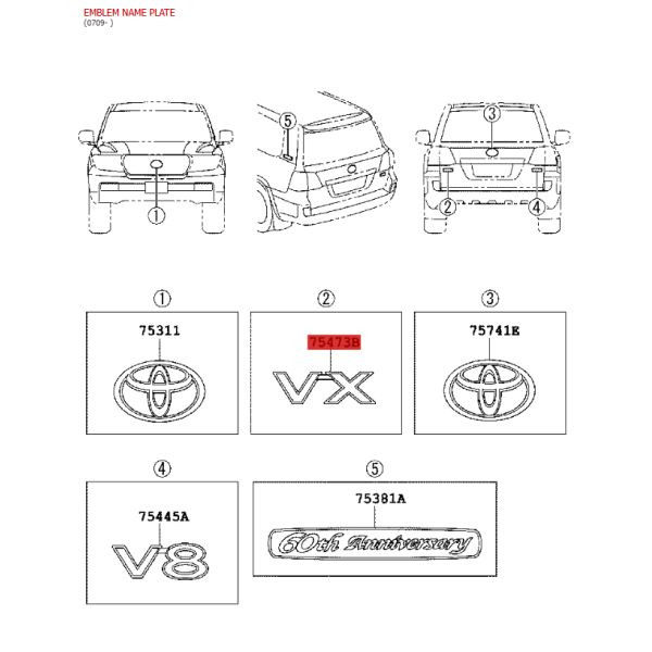 copy of "V8" Logo for tailgate For Toyota Land...
