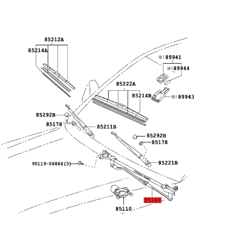 copy of Mecanismo de movimento dos limpadores dianteiros Para Toyota Land Cruiser J8 - Original Toyota Land Cruiser