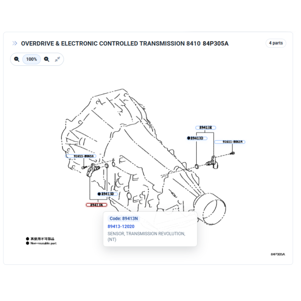Sensor de revolución de la transmisión (NT/SP2)...