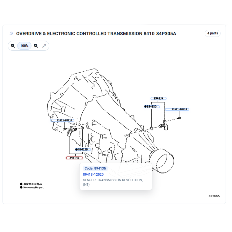 Sensore di rivoluzione della trasmissione, (NT/SP2), per Toyota Hilux Revo - Originale Toyota Land Cruiser