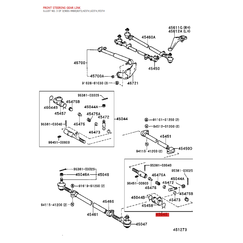 copy of Front Right Steering Linkage Ball Joint, For Toyota Land Cruiser J7 (1990-1999) - Original Toyota Land Cruiser
