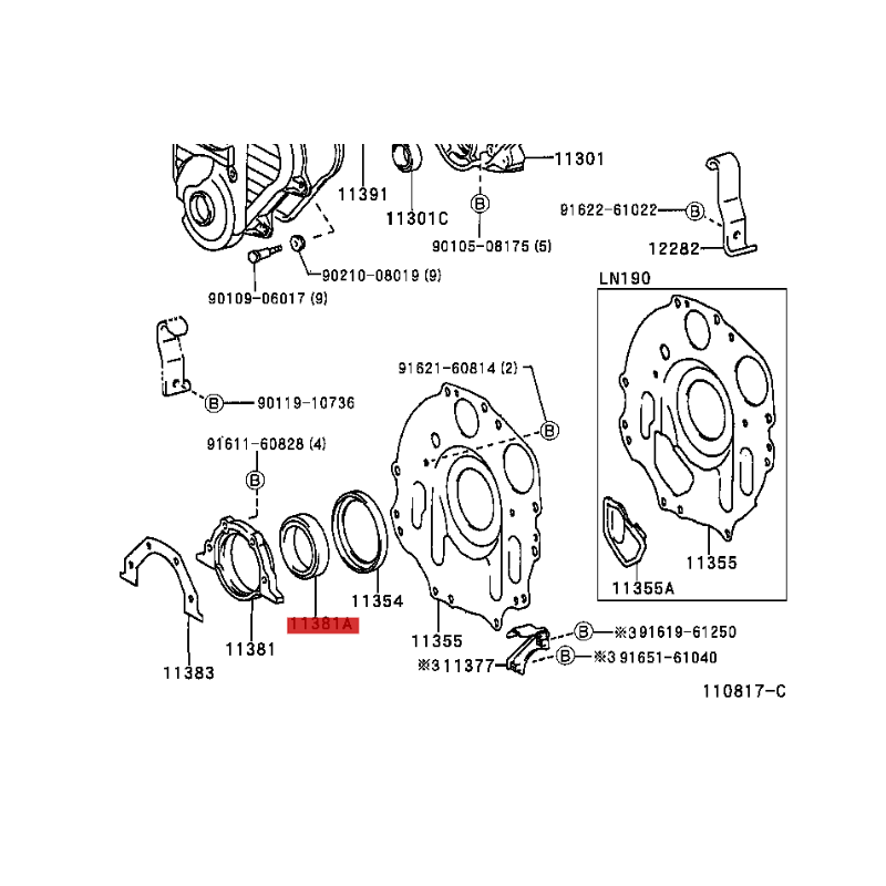 Retentor traseiro do virabrequim, (motor 3B/11B/14B/15BF/15BFT/15BFTE), Para Toyota Dyna 200 - Original Toyota Land Cruiser