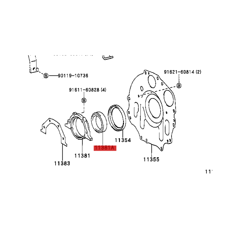Rear crankshaft seal, (engine 3B/11B/14B/15BF/15BFT/15BFTE), For Toyota Dyna 200 - Original Toyota Land Cruiser