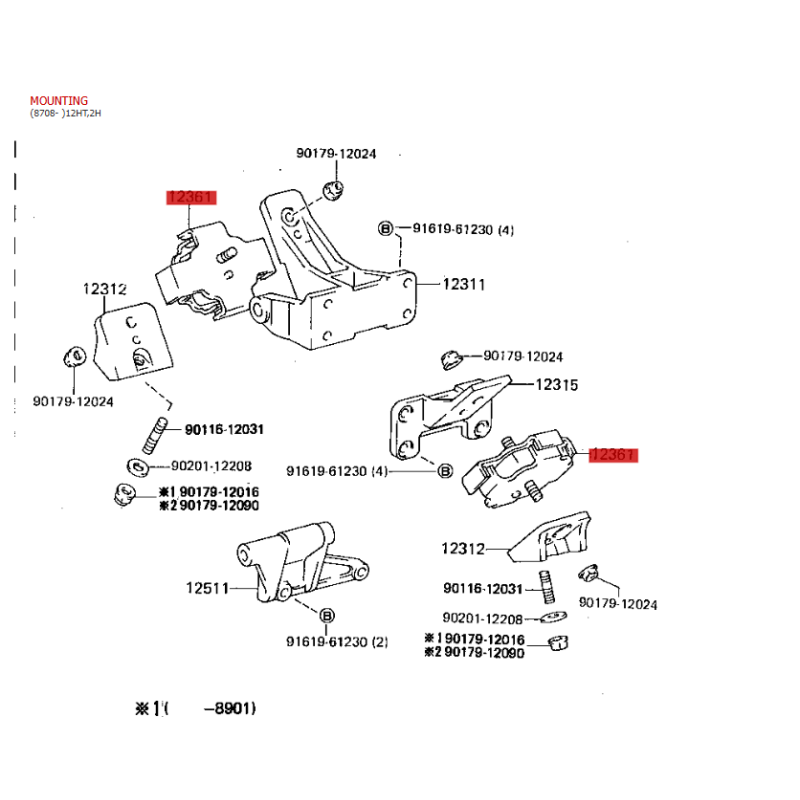 copy of Silentblock or engine mount B / 3B, for Toyota Land Cruiser J4/6 - Original Toyota Land Cruiser