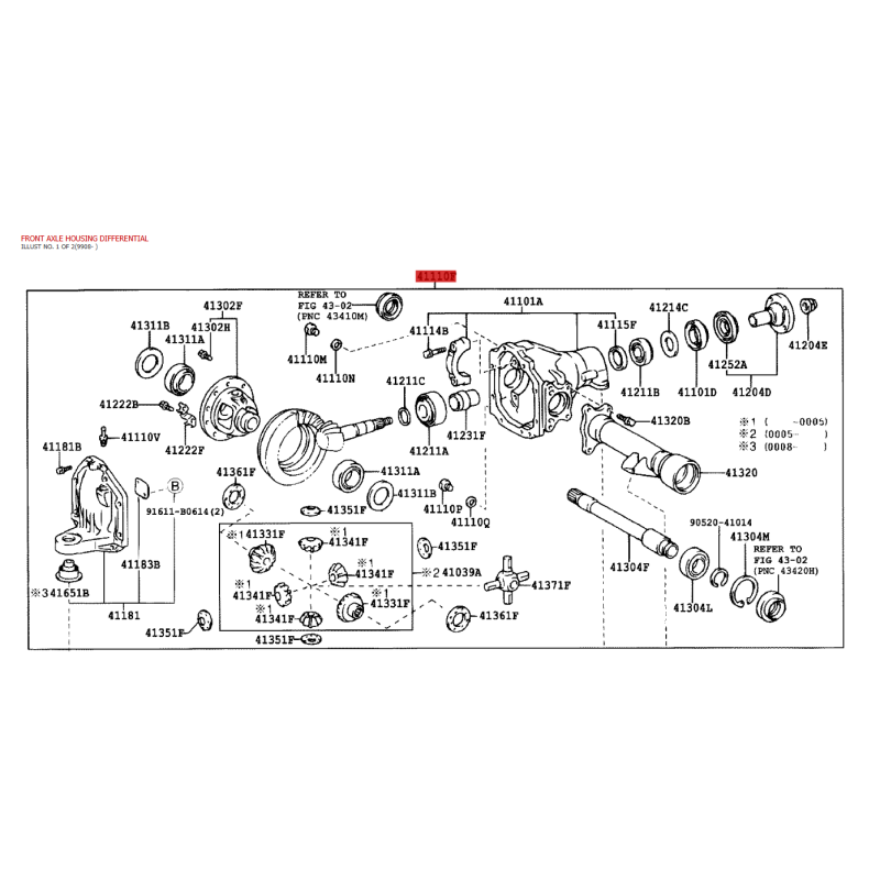 Diferencial delantero completo nuevo para Toyota Land Cruiser J10 (43/11) - Original Toyota Land Cruiser