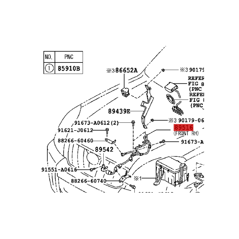 Front right ABS wiring, For Toyota Land Cruiser J12 - Genuine Toyota Land Cruiser