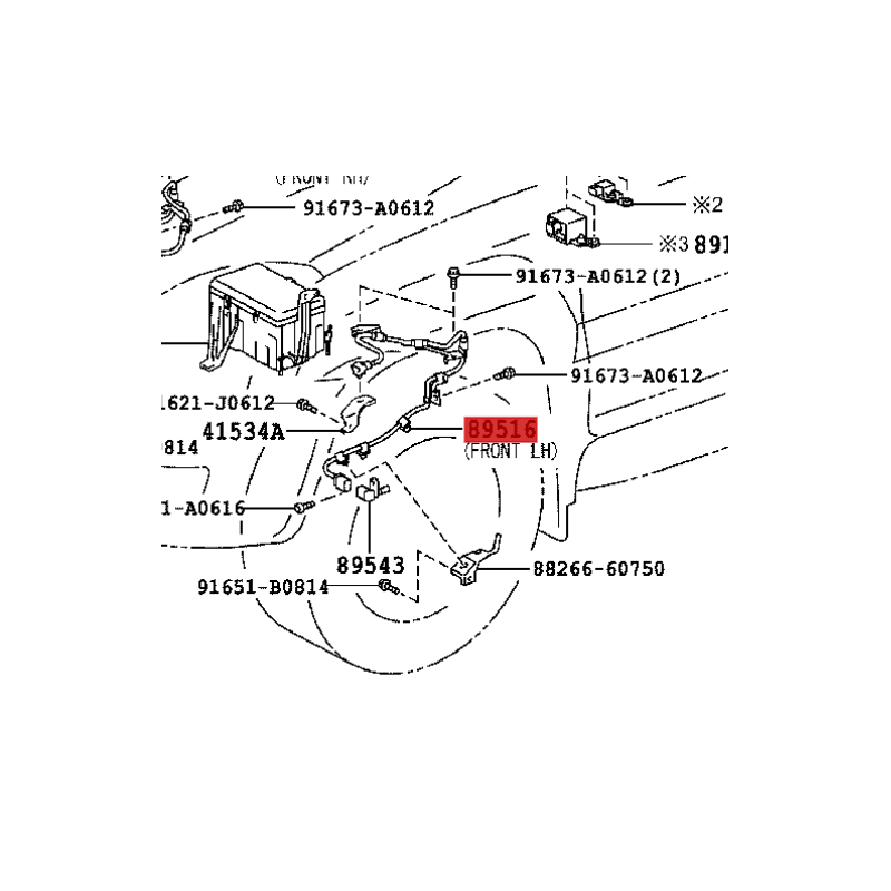 Front left ABS wiring, For Toyota Land Cruiser J12 - Original Toyota Land Cruiser