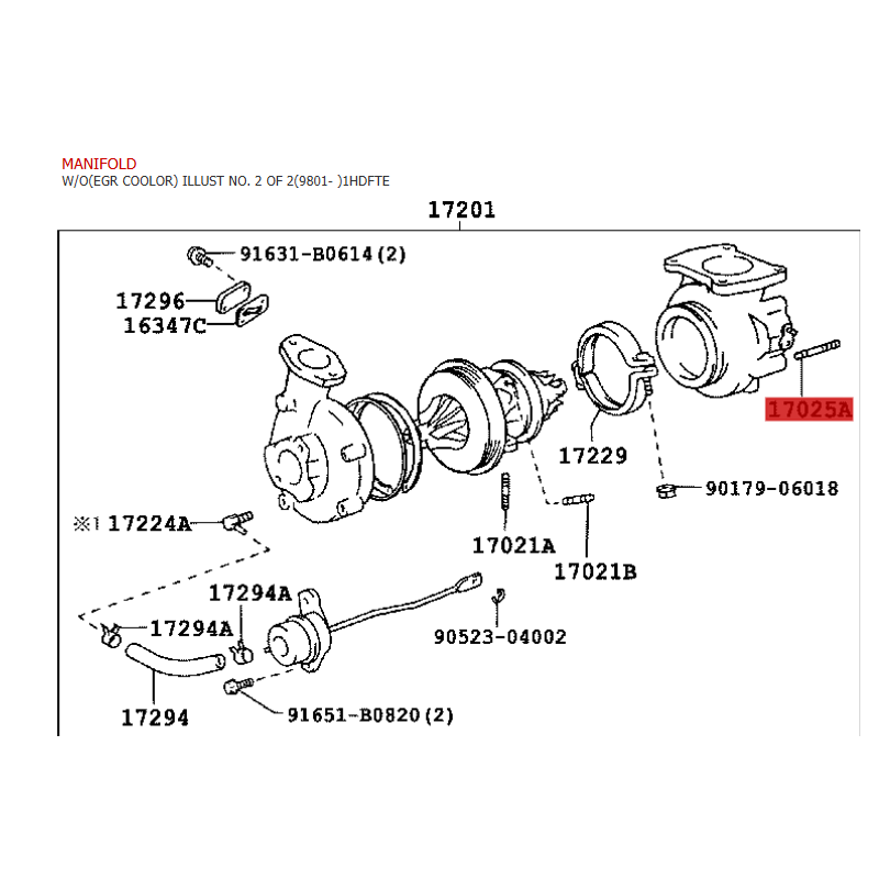 Turbo-Stehbolzen zum Abgasbogen, Für Toyota Land Cruiser J8 / 10 - Original Toyota Land Cruiser