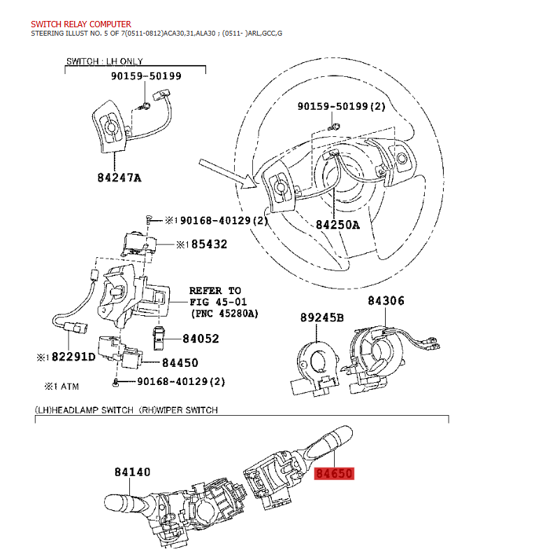 Mando de limpiaparabrisas para Toyota Land Cruiser J15/Prius/RAV4 - Original Toyota Land Cruiser