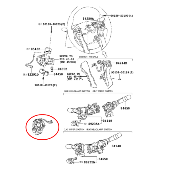 SERPENTIN AIRBAG VOLANTE  (CONTROL CRUCERO) J15 ORIGINAL TOYOTA LAND CRUISER