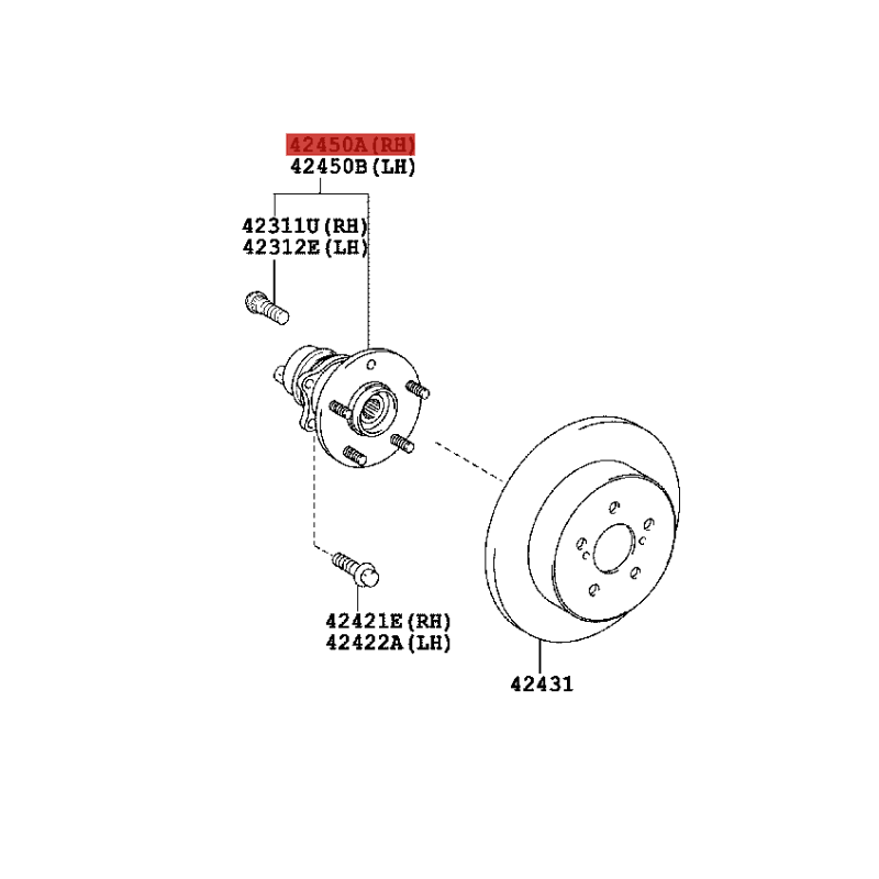 Buje trasero completo derecho o izquierdo para Toyota Prius - Original Toyota Land Cruiser