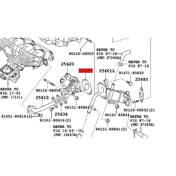 Junta de válvula EGR (motor 2ZRFXE) para Toyota...