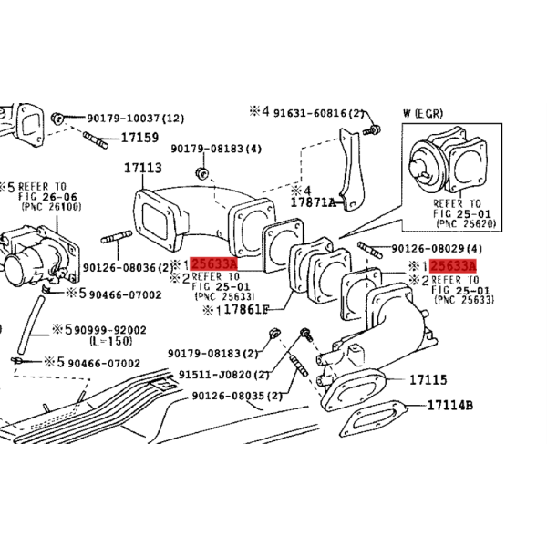 Junta de válvula EGR (motor 1HDFTE) para Toyota...