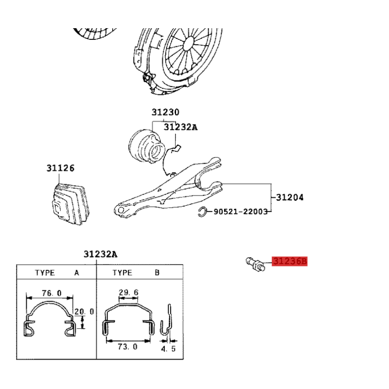 cópia do Suporte Garfo de Desengate caixa de câmbio manual para Toyota Land Cruiser J7 / 8 - Original Toyota Land Cruiser