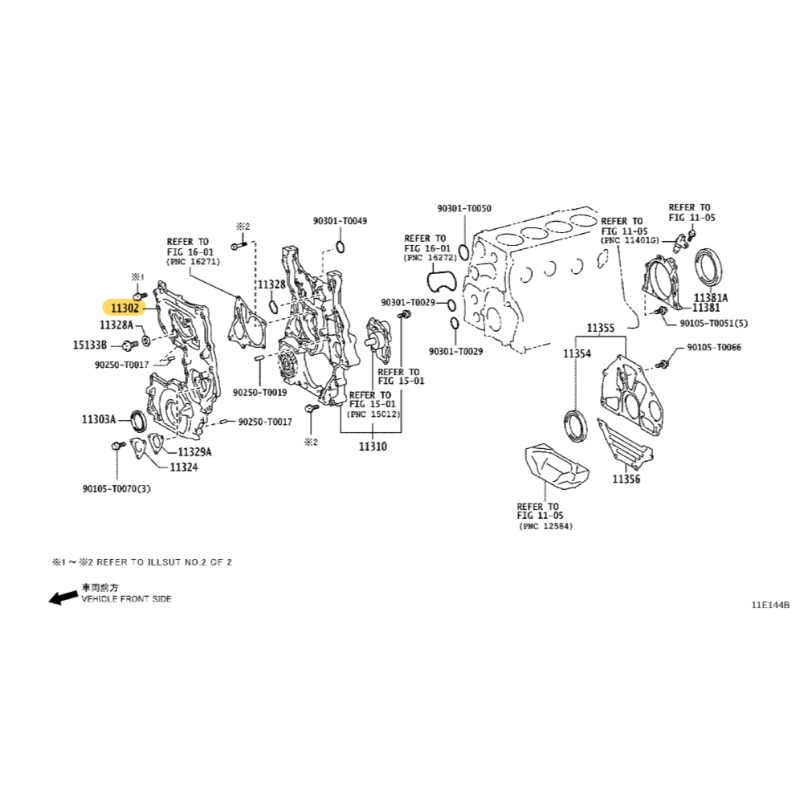 Tapa de distribución (motor 2GDFTV, 2.4) para Toyota Hilux Revo - Original Toyota Land Cruiser