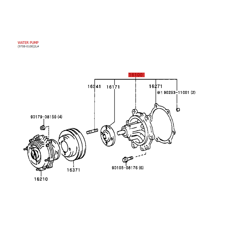 copy of Water pump (engine 1GDFTV/2GDFTV), for Toyota Land Cruiser J15 / Hilux Revo - Original Toyota Land Cruiser