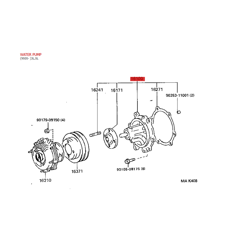 copy of Water pump (engine 1GDFTV/2GDFTV), for Toyota Land Cruiser J15 / Hilux Revo - Original Toyota Land Cruiser