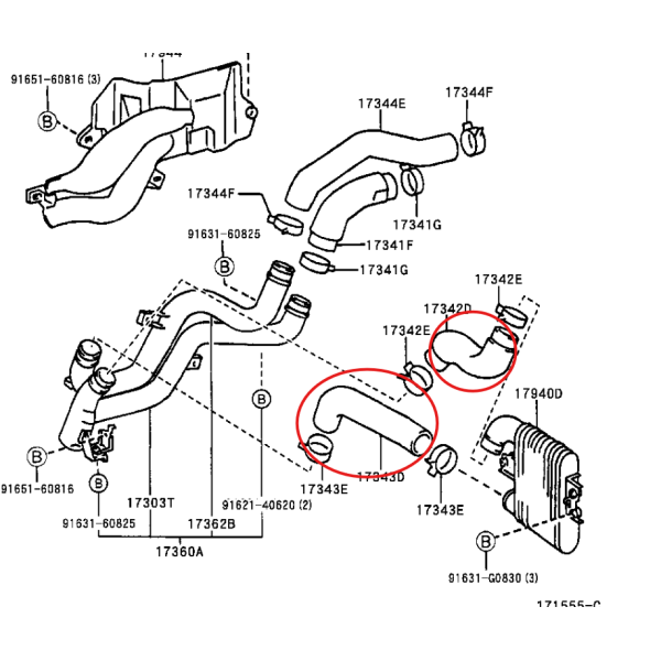 Kit de 2 manchons d'intercooler inférieurs...