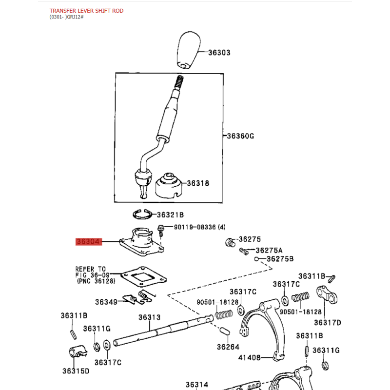 Soporte de palanca caja transfer para Toyota Land Cruiser J9/12 - Original Toyota Land Cruiser