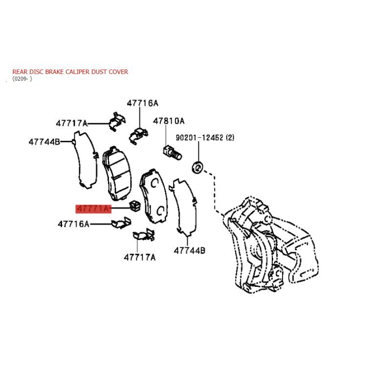 Placca indicatore usura pastiglia posteriore per Toyota Land Cruiser J7/8/9/12/FJ - Originale Toyota Land Cruiser