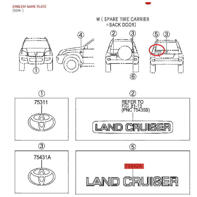 copy of Emblema da tampa traseira (roda porta), para Toyota Land Cruiser série 12 - Original Toyota Land Cruiser