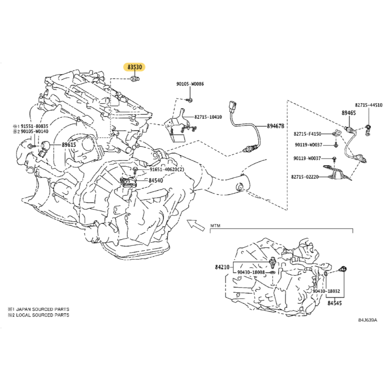 Sonda ou interruptor de pressão de óleo (DENSO, motor 2ZRFXE), para Toyota Prius (zvw30/zvw40) - Original Toyota Land Cruiser
