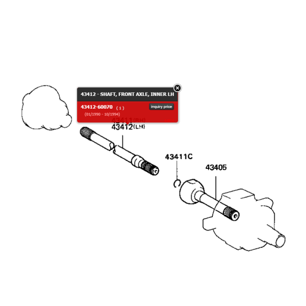 Long Front Axle Shaft J8 - Original Toyota Land...