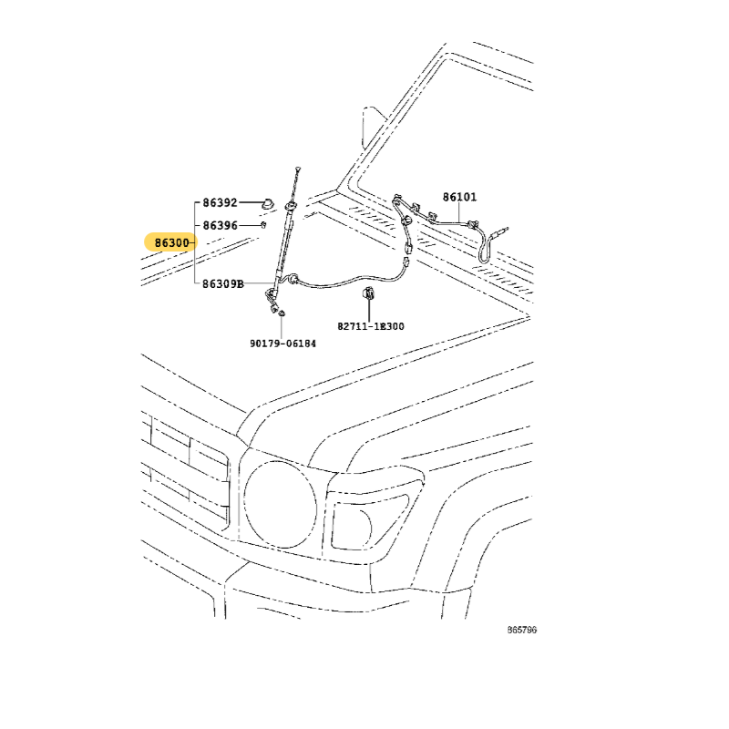 Antena de radio completa manual para Toyota Land Cruiser J7 (HZJ del 2007 al 2009) - Original Toyota Land Cruiser