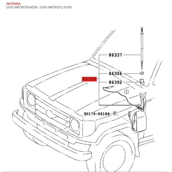 Antenna radio completa manuale, Per Toyota Land...
