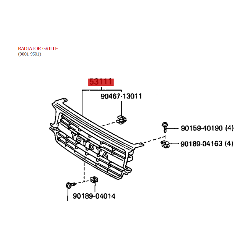 Front grille (24 valves), for Toyota Land Cruiser J8 - Original Toyota Land Cruiser